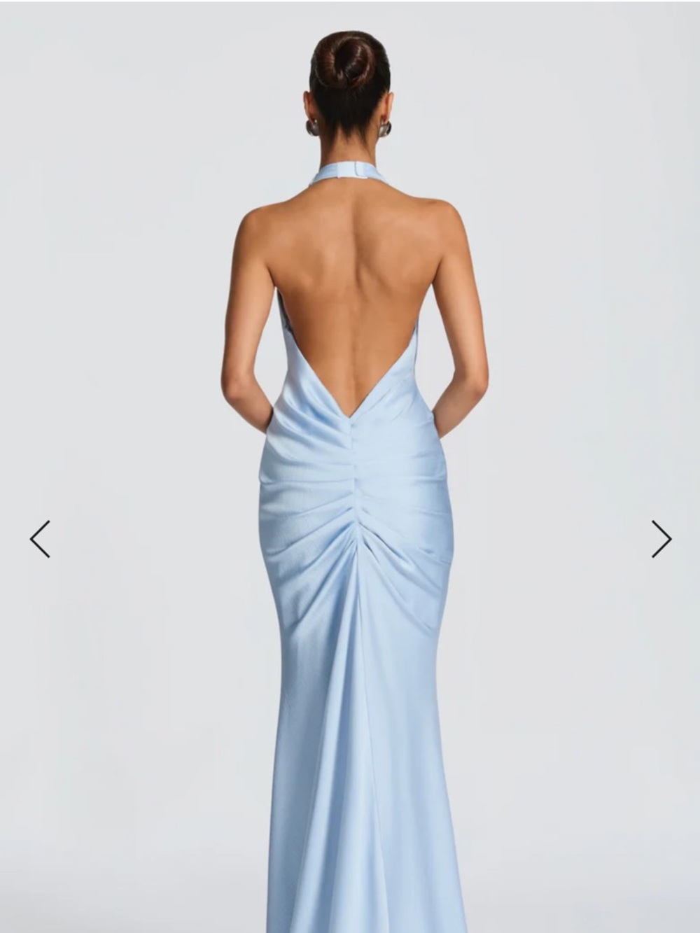 BABYBOO Linnette Gowl - Backless Ice Blue Halter Gown with Front Twist - Picture 4 of 7